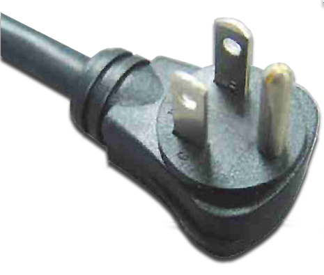 USA NEMA 5-15P 3-Pin Wire Grounding, Angle Type AC Plug, 15A 125V