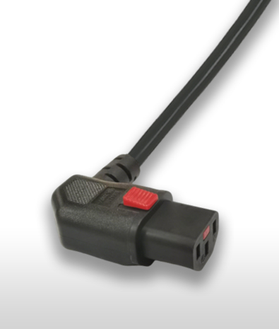 USA UL60320 C13 3-Pole  Left Angle Lock AC Connector, 10A/12A/13A/15A 125V OR 250V